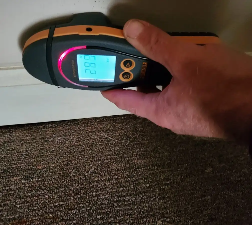 Moisture detection at baseboard during Burst Pipe Cleanup in Moundsville